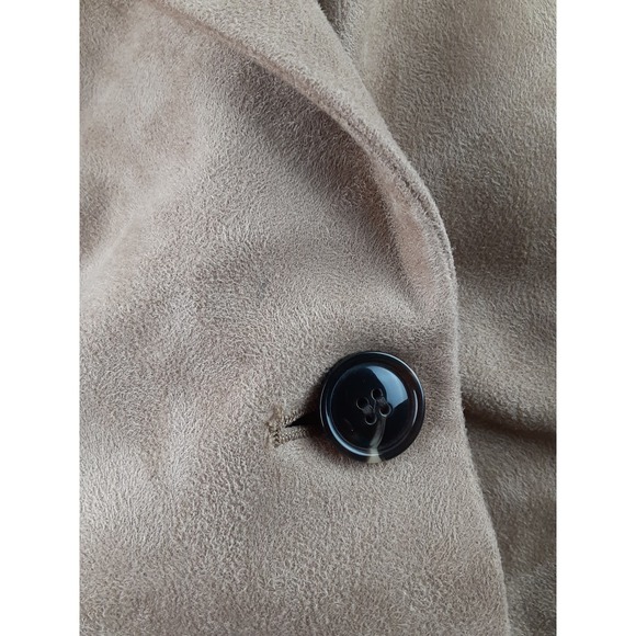 Chico's Women's Tan Faux Suede Single Button Blazer Jacket Lined Polyester 2 L - Picture 8 of 11